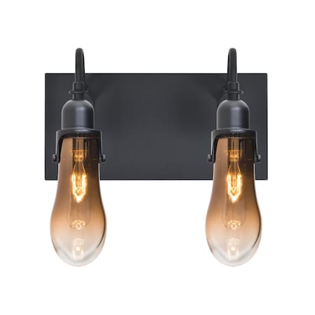 Besa Lighting Wish Wall, Amber/Clear, Black, 2x60W Incandescent 2WG-WISHAM-BK